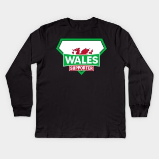 Wales Super Flag Supporter Kids Long Sleeve T-Shirt